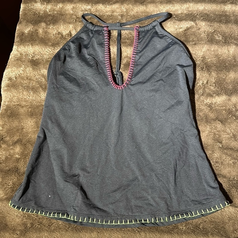 NWT LUCKY BRAND Black Tankini Top Sz Medium